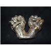 Image 2 : PAIR OF CHROMED FISTS ART SCULPTURE