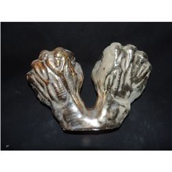 PAIR OF CHROMED FISTS ART SCULPTURE