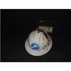 JURASSIC WORLD SCREEN USED PARK RANGER HARD HAT WITH BATTLE DAMAGE