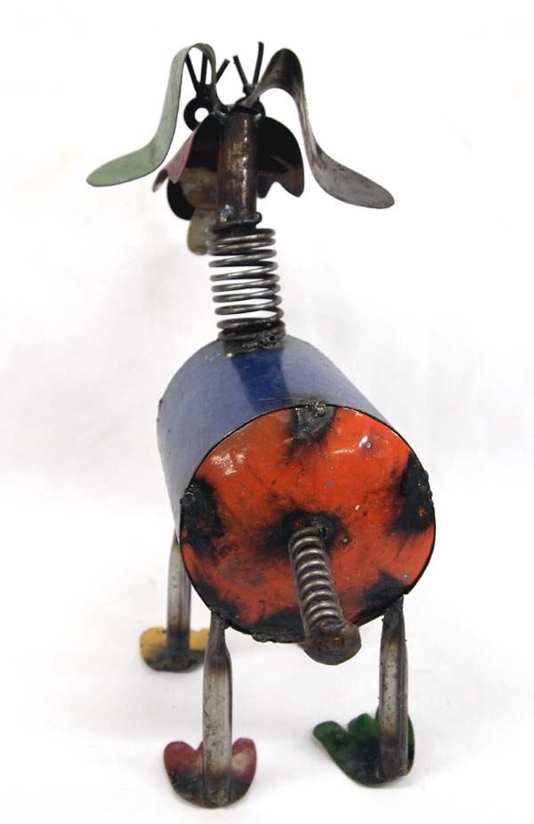 Mexican Painted Metal Yard Art Puppy Dog