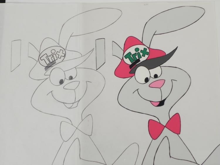 Trix Original Animation Cel Drawing Rabbit Cap Art