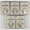 Image 1 : DEALER LOT OF ( 5 ) 2004 AMERICAN SILVER EAGLES, NGC MS-69!