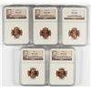 Image 1 : LOT OF ( 5 )  LINCOLN CENTS: (4) 1944  & (1) 1957-D, ALL NGC MS-66 RED