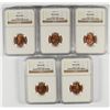 Image 1 : LOT OF ( 5 ) 1946 LINCOLN CENTS, NGC  MS-66 RED