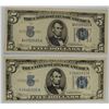 Image 1 : 2- NICE 1934 $5.00 SILVER CERTS
