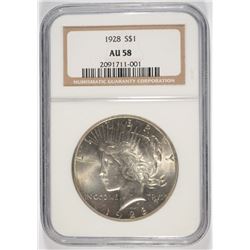 1928 PEACE DOLLAR NGC AU-58