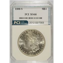 1880-S MORGAN SILVER DOLLAR, PCI MS-66 SUPERB! WHITE!