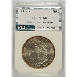 1881-S MORGAN SILVER DOLLAR, PCI MS-66  SUPERB