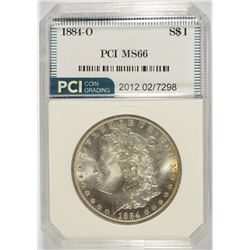 1884-O MORGAN SILVER DOLLAR, PCI MS-66   WHITE!