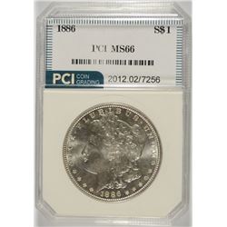 1886 MORGAN SILVER DOLLAR, PCI MS-66 SUPERB WHITE!