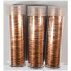 Image 1 : LOT OF ( 3 ) ORIGINAL GEM BU ROLLS OF 1958 LINCOLN CENTS