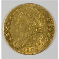 1809/8 $5.00 GOLD, AU-55 VERY RARE EARLY GOLD!!!