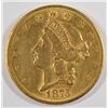 1875-CC $20 GOLD LIBERTY AU-58 RARE CARSON CITY GOLD