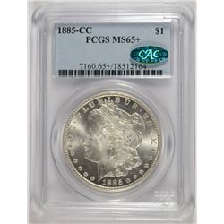 1885-CC MORGAN SILVER DOLLAR, PCGS MS-65+ CAC WHITE