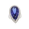 Image 3 : 14KT White Gold GIA Certified 20.19 ctw Tanzanite and Diamond Ring