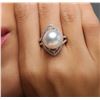 Image 2 : 18KT White Gold Pearl and Diamond Ring