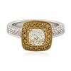 Image 3 : 18KT Two-Tone Gold 1.43 ctw Fancy Light Yellow Diamond Ring