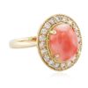 Image 4 : 14KT Yellow Gold 3.16 ctw Coral and Diamond Ring