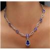 Image 1 : 14KT White Gold 27.20 ctw Tanzanite and Diamond Necklace