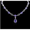 Image 3 : 14KT White Gold 27.20 ctw Tanzanite and Diamond Necklace