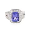 Image 1 : 14KT White Gold 4.51 ctw Tanzanite and Diamond Ring