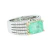 Image 2 : 14KT White Gold 3.47 ctw Emerald and Diamond Ring