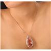 Image 2 : 14KT Rose Gold GIA Certified 37.76 ctw Morganite and Diamond Pendant With Chain