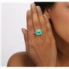Image 1 : 14KT White Gold 6.66 ctw Emerald and Diamond Ring