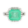 Image 3 : 14KT White Gold 6.66 ctw Emerald and Diamond Ring