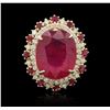 Image 3 : 14KT Yellow Gold 11.83 ctw Ruby and Diamond Ring
