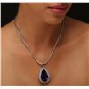 Image 1 : 14KT White Gold GIA Certified 31.37 ctw Tanzanite and Diamond Pendant With Chain