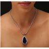 Image 2 : 14KT White Gold GIA Certified 31.37 ctw Tanzanite and Diamond Pendant With Chain