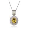 Image 1 : 14KT White Gold 2.00 ctw Sapphire and Diamond Pendant With Chain