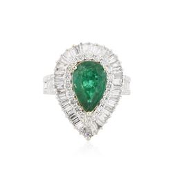 14KT White and Yellow Gold 3.70 ctw Emerald and Diamond Ring