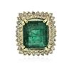 Image 3 : 14KT Yellow Gold 10.90 ctw Emerald and Diamond Ring