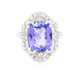 14KT White Gold 5.45 ctw Tanzanite and Diamond Ring