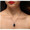 Image 2 : 14KT White Gold 11.35 ctw Sapphire and Diamond Pendant With Chain