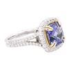 Image 2 : 14KT Two-Tone Gold 4.29 ctw Tanzanite and Diamond Ring