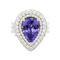 14KT White Gold 5.16 ctw Tanzanite and Diamond Ring