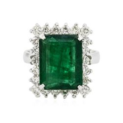14KT White Gold 6.12 ctw Emerald and Diamond Ring
