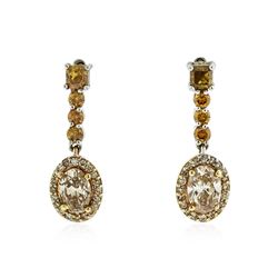 14KT Two-Tone Gold 1.56 ctw Diamond Dangle Earrings