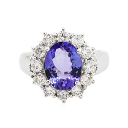 14KT White Gold 2.00 ctw Tanzanite and Diamond Ring