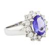 Image 2 : 14KT White Gold 2.00 ctw Tanzanite and Diamond Ring