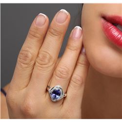 18KT White Gold 3.62 ctw Tanzanite and Diamond Ring