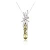 Image 4 : 14KT White Gold 6.44 ctw Citrine and Diamond Pendant With Chain