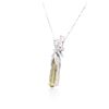 Image 7 : 14KT White Gold 6.44 ctw Citrine and Diamond Pendant With Chain