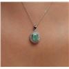 Image 1 : 14KT White Gold 1.33 ctw Emerald and Diamond Pendant With Chain