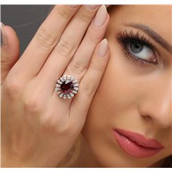 14KT White Gold 5.66 ctw Garnet and Diamond Ring