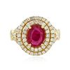 Image 1 : 14KT Yellow Gold 1.54 ctw Ruby and Diamond Ring