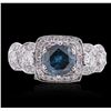 Image 3 : 18KT White Gold 2.07 ctw Blue Diamond Wedding Ring Set